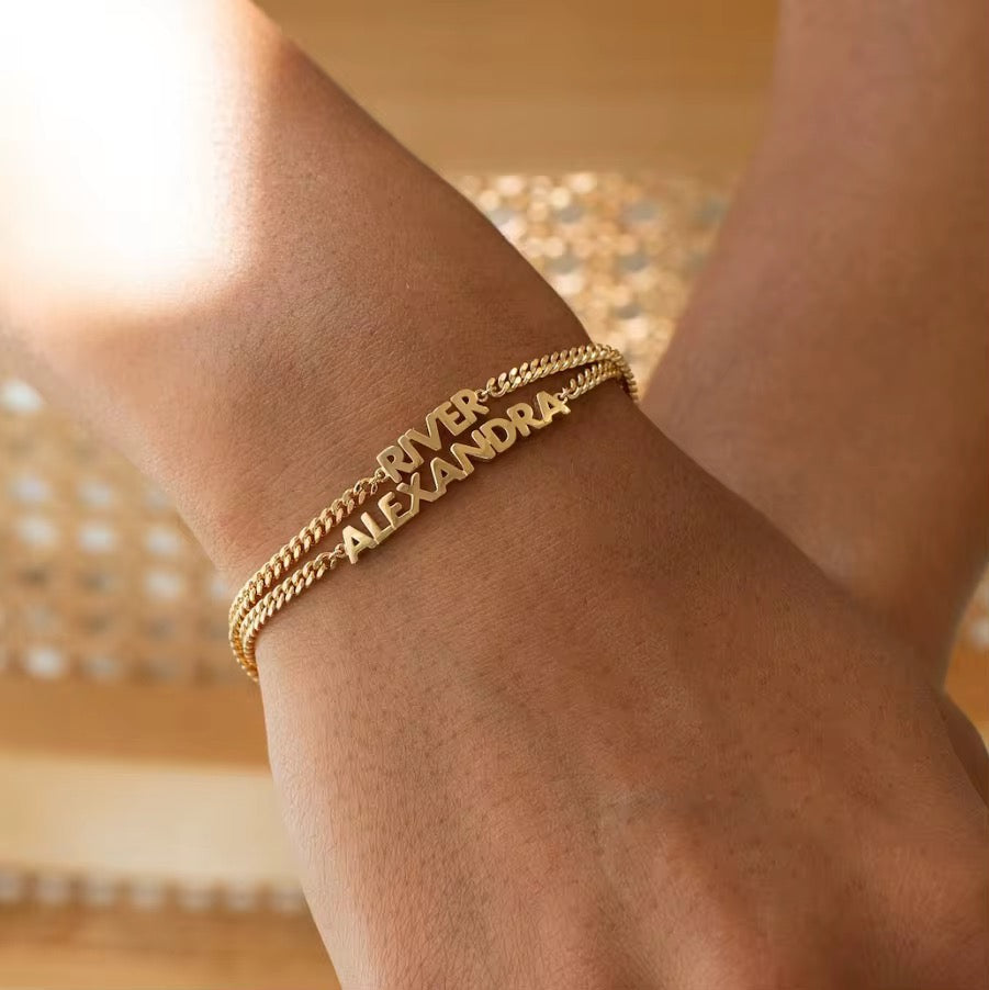 Personalisierbares Namensarmband mit Cuban Kette