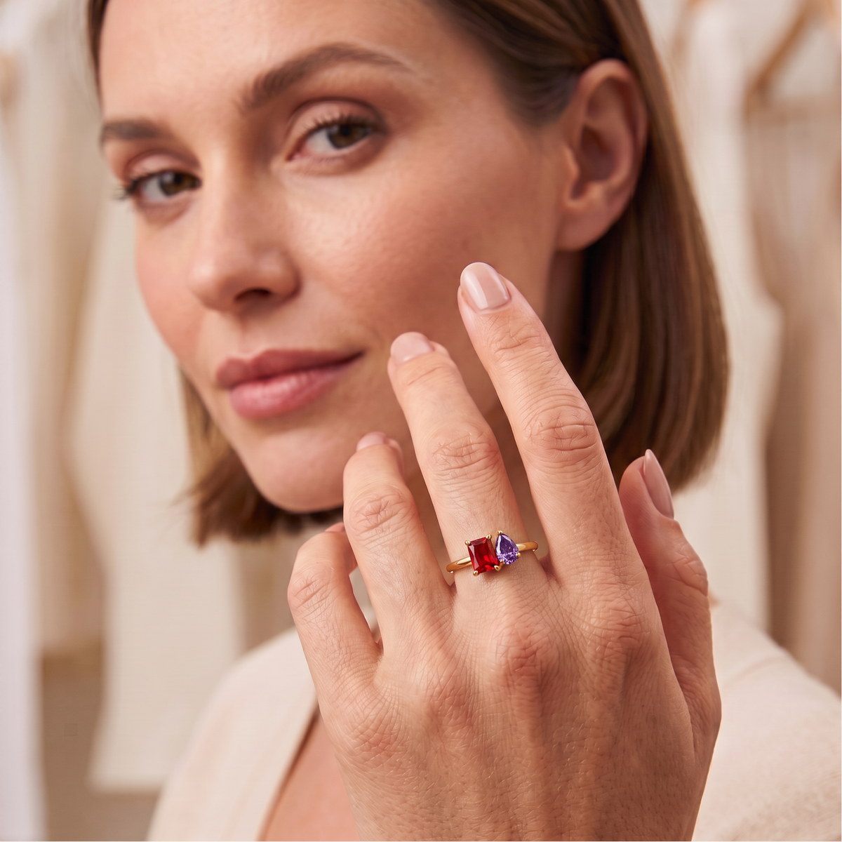 Toi Et Moi Ring mit 2 Geburtssteinen - Birthia