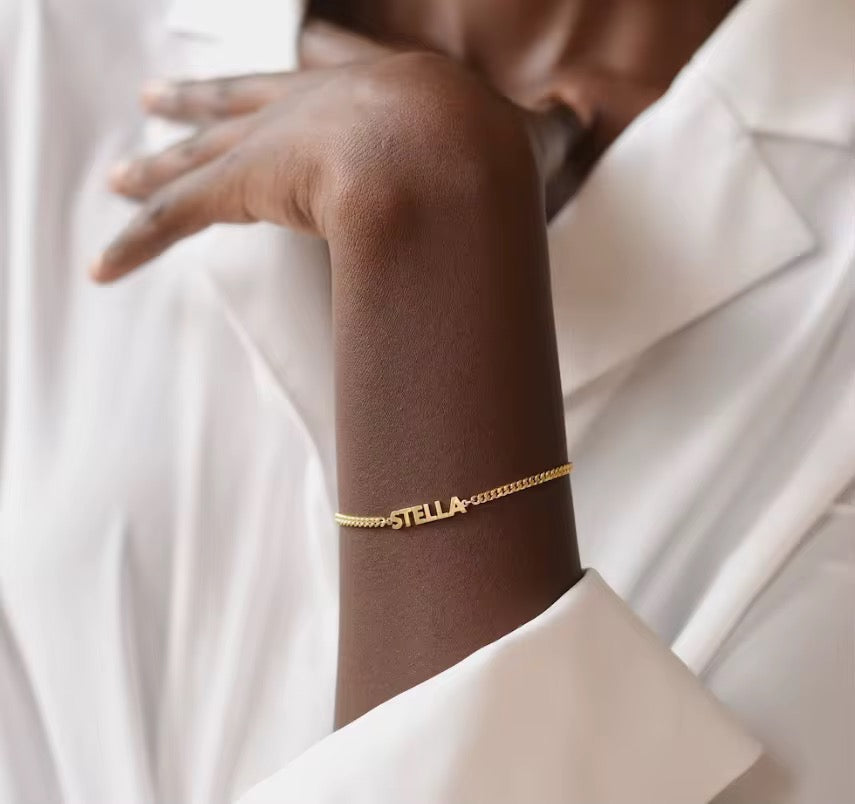 Personalisierbares Namensarmband mit Cuban Kette