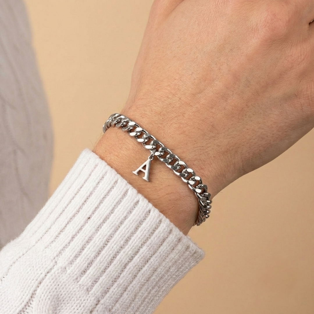 Cuban -  Armkette mit Initial