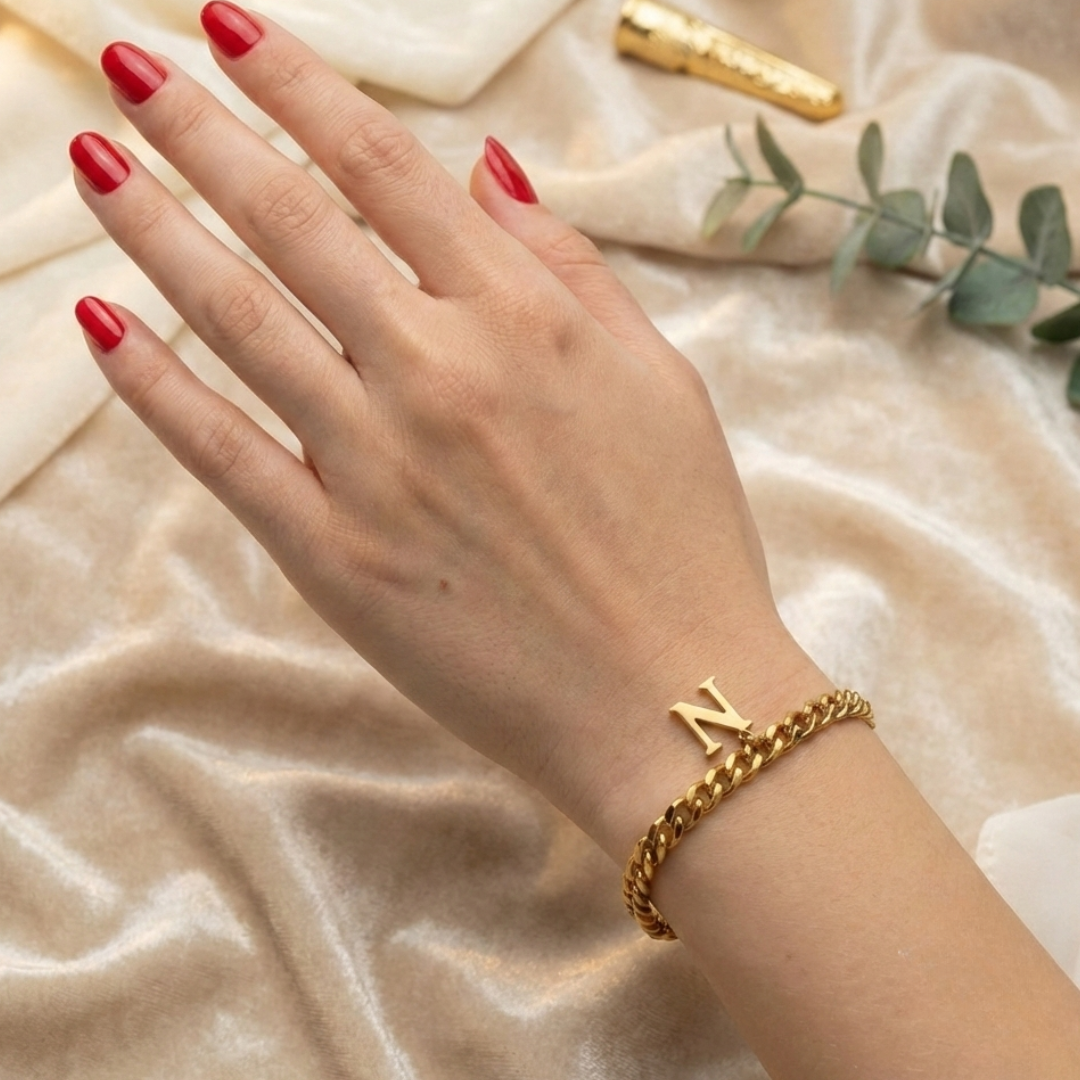 Cuban -  Armkette mit Initial