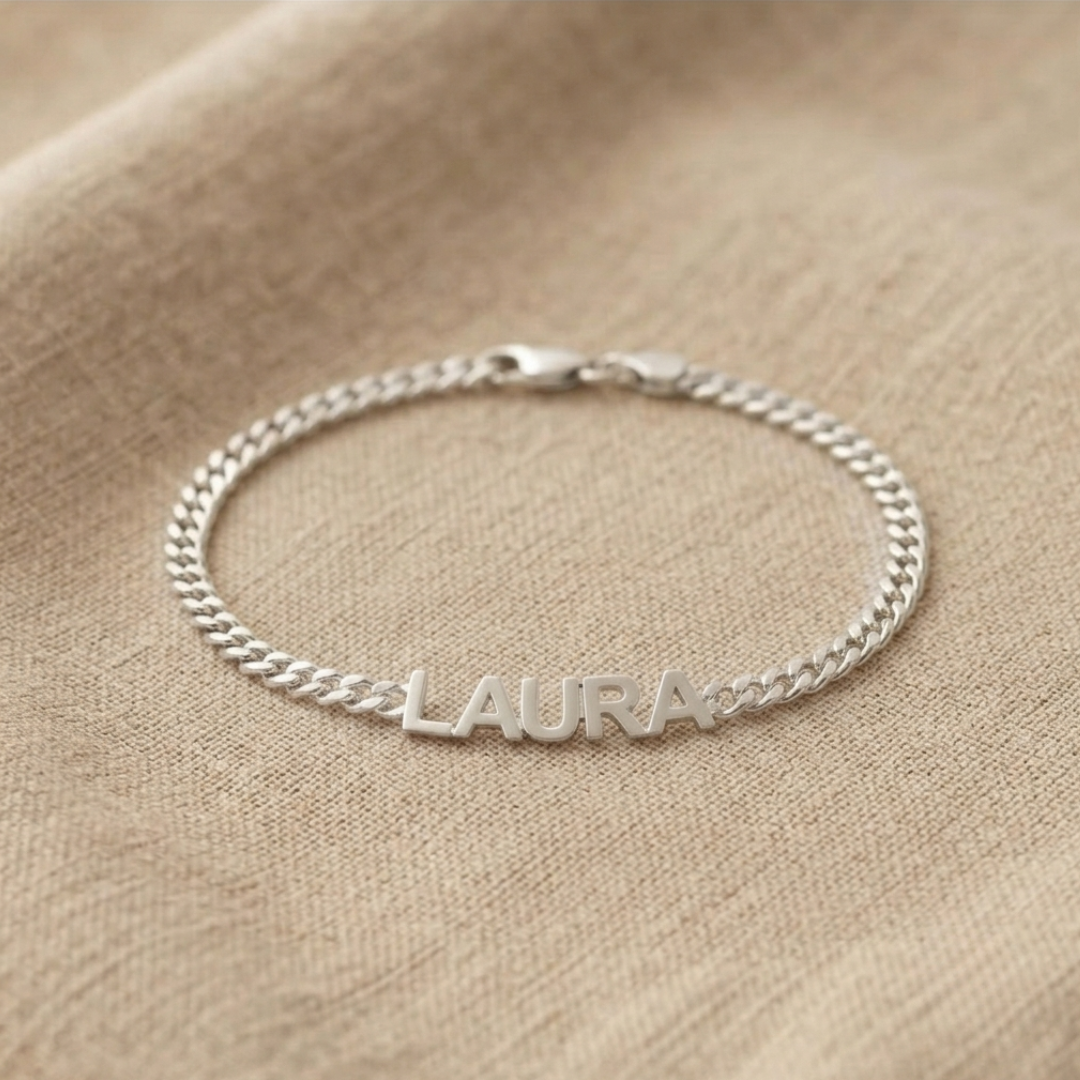 Personalisierbares Namensarmband mit Cuban Kette