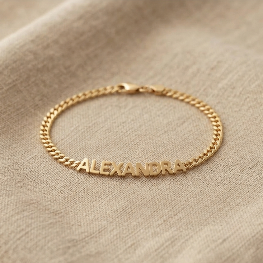 Personalisierbares Namensarmband mit Cuban Kette