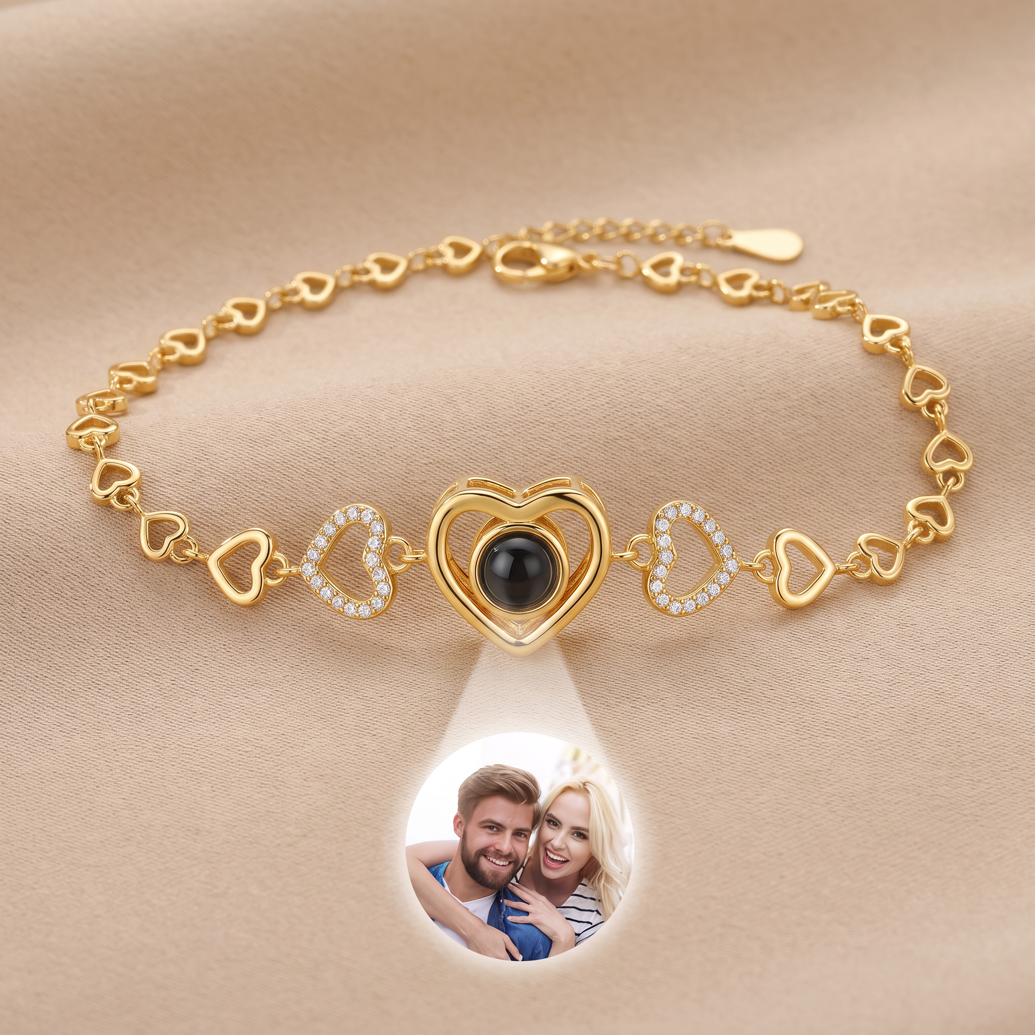 Armband mit eigenem Foto mit Herz & Zirkonia