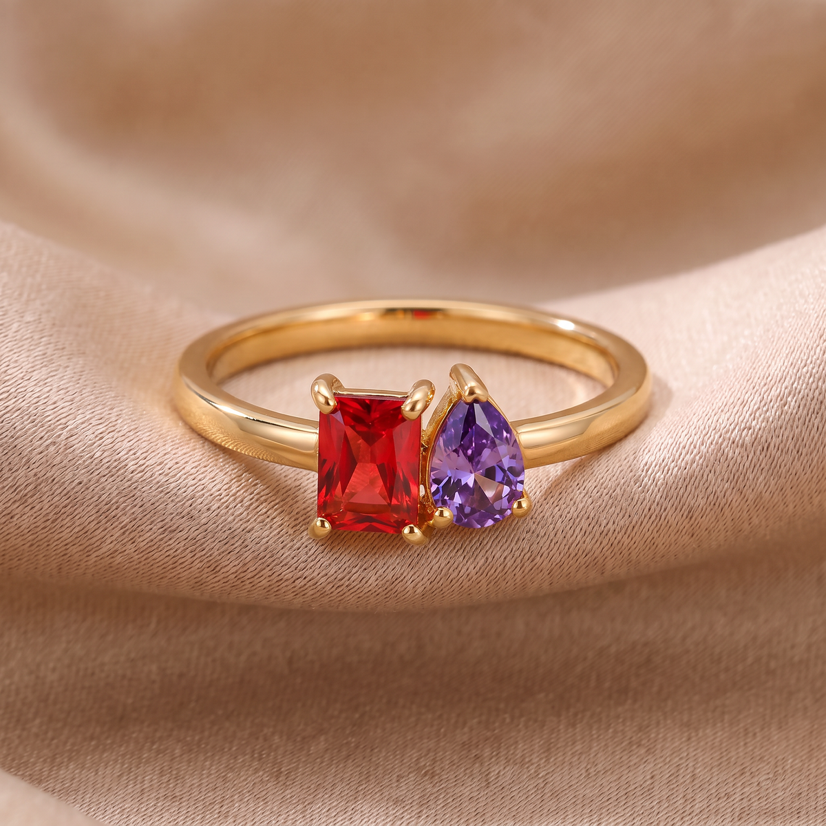 Toi et Moi Ring with 2 Birthstones - Birthia