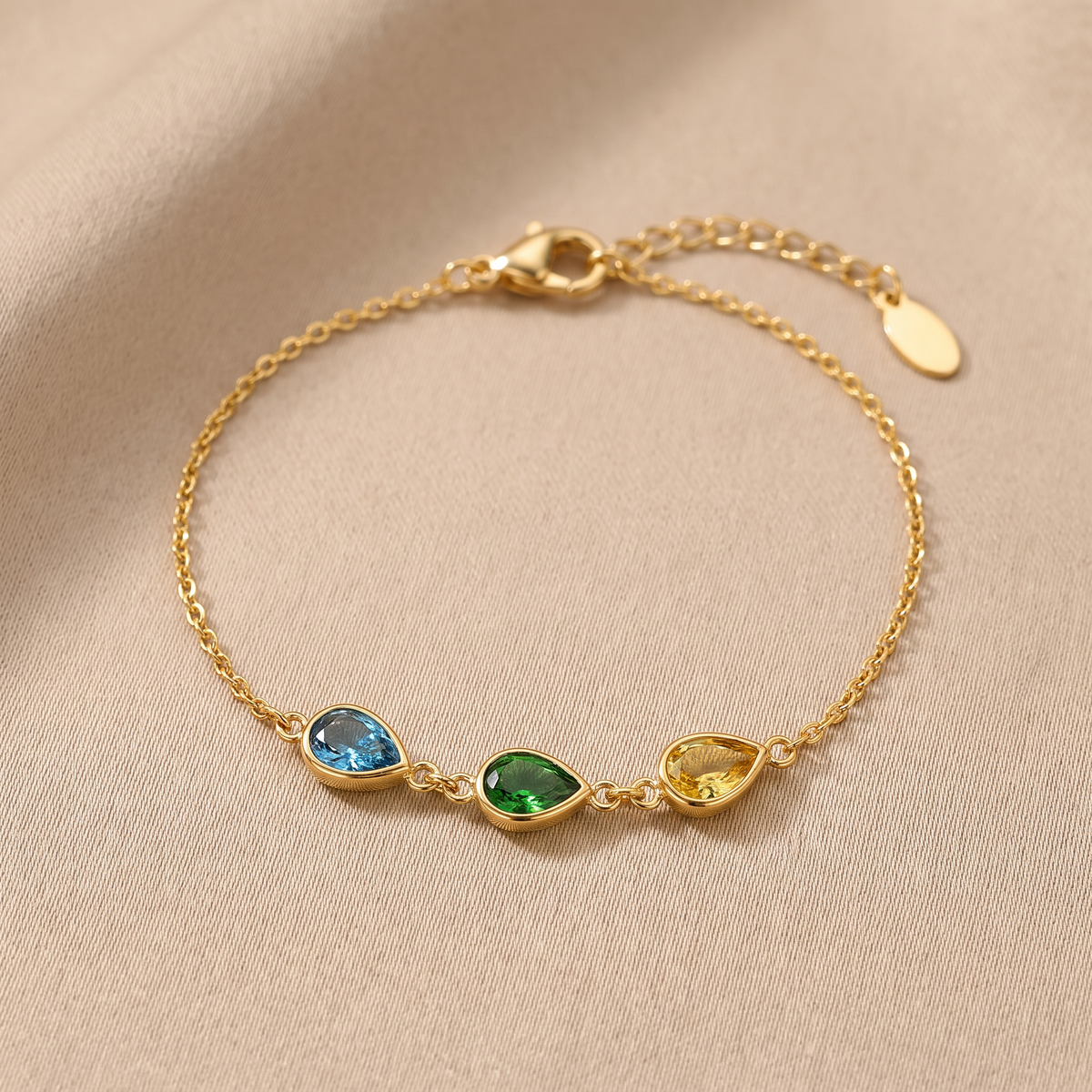 Bracelet with 3 birthstones - Birthena