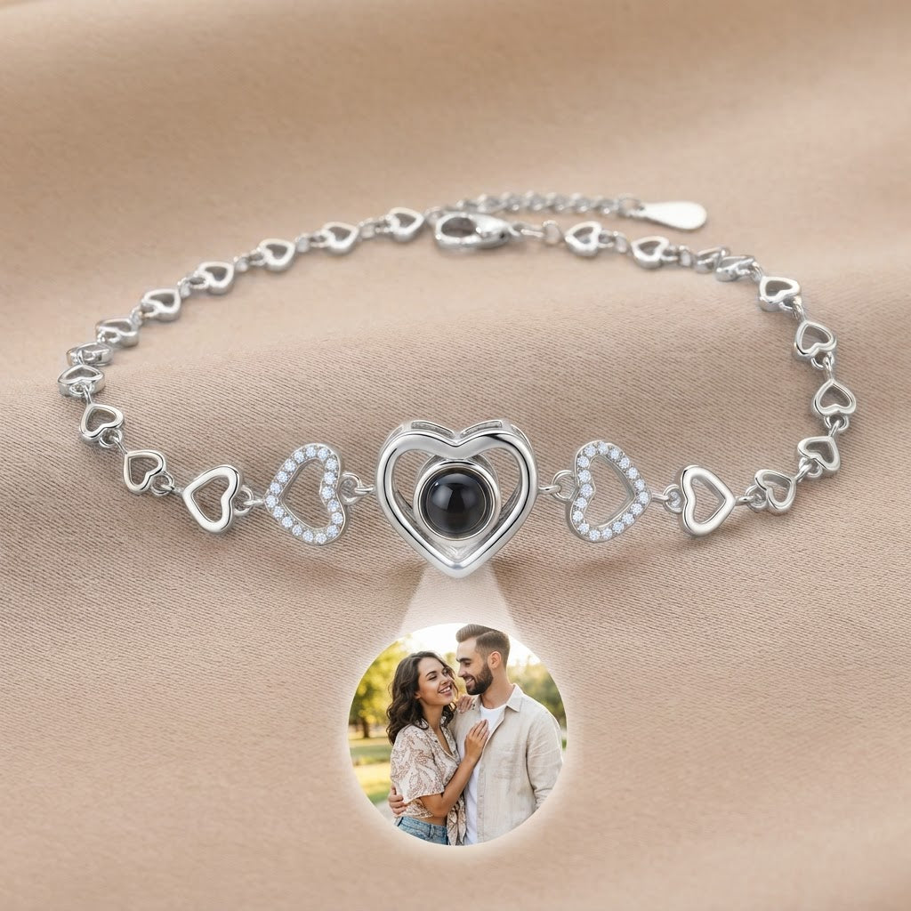Armband mit eigenem Foto mit Herz & Zirkonia