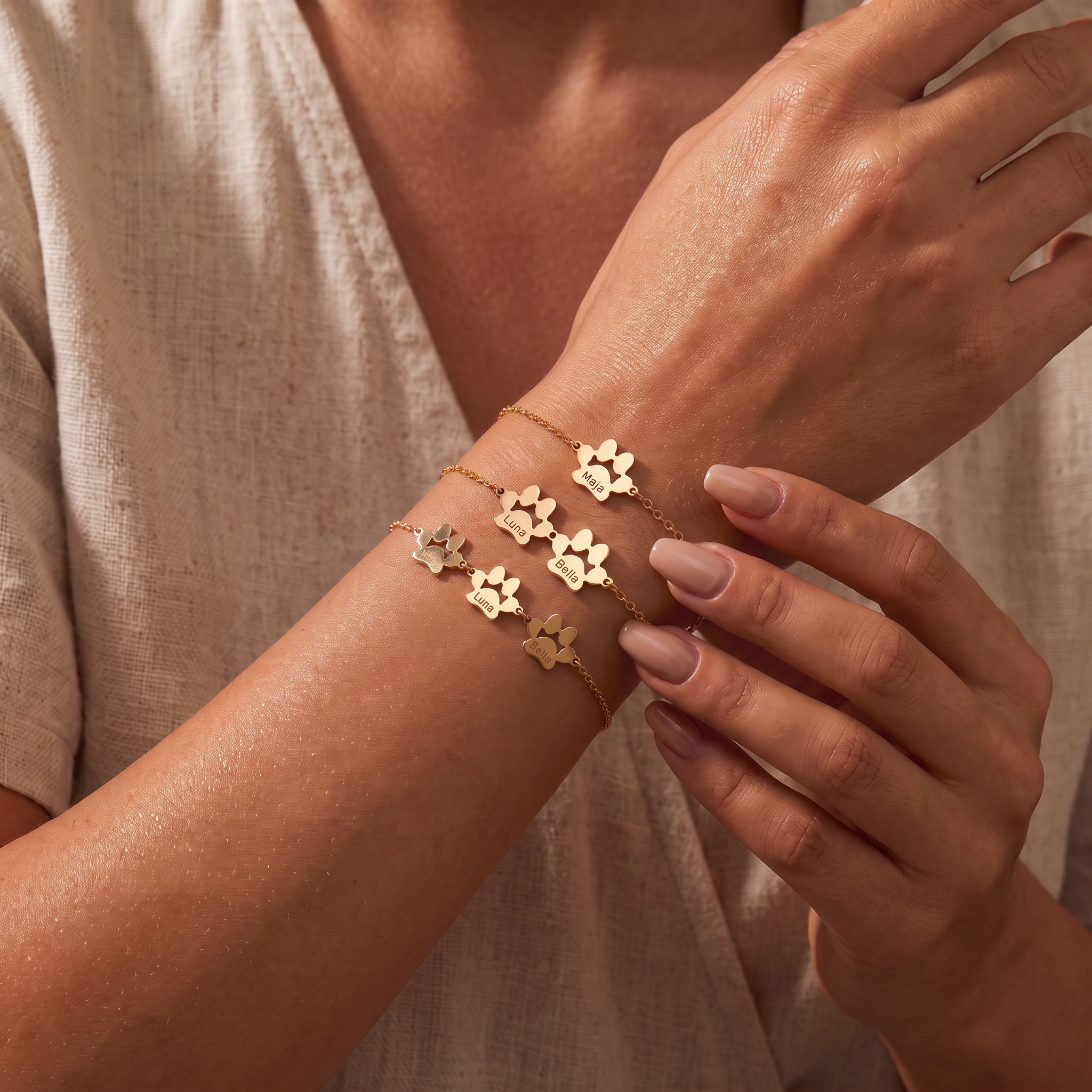 Personalisiertes Pfotenarmband mit Gravur