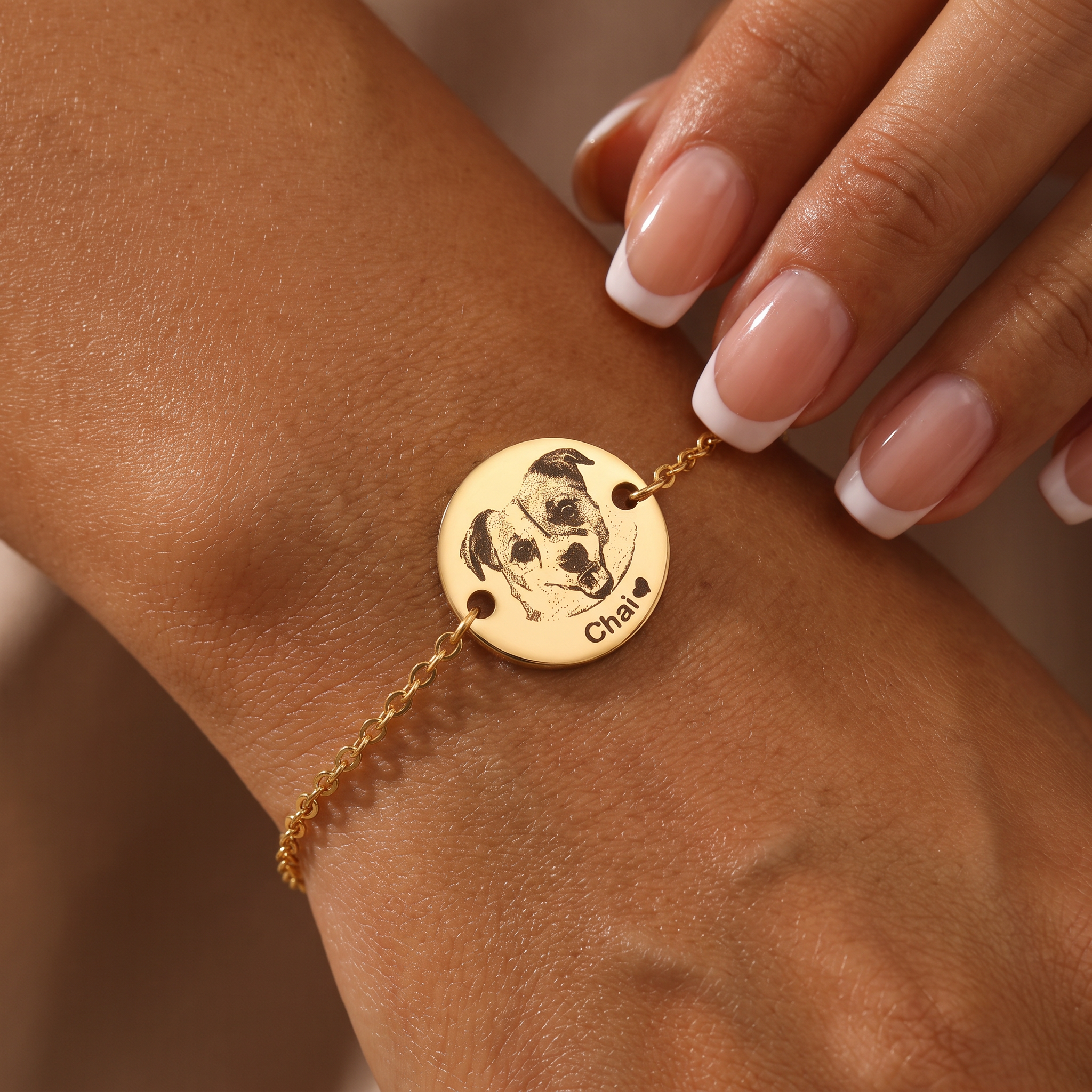 Personalisiertes Tierarmband mit Fotogravur